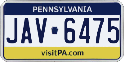 PA license plate JAV6475