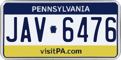 PA license plate JAV6476