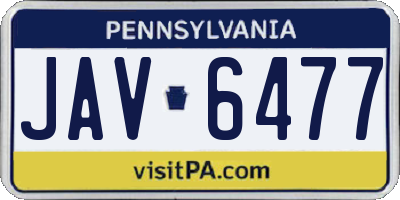 PA license plate JAV6477