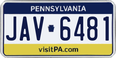 PA license plate JAV6481