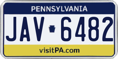 PA license plate JAV6482