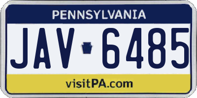 PA license plate JAV6485