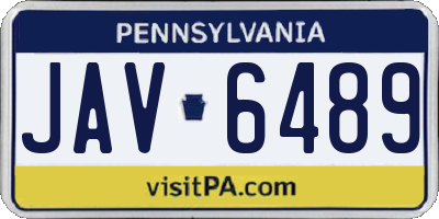 PA license plate JAV6489