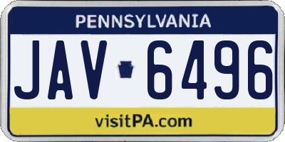 PA license plate JAV6496