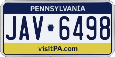 PA license plate JAV6498