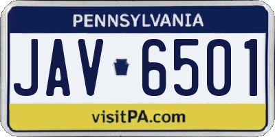 PA license plate JAV6501