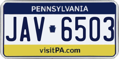 PA license plate JAV6503