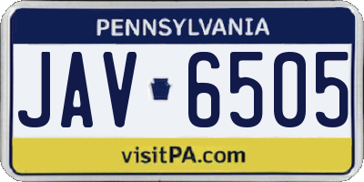 PA license plate JAV6505