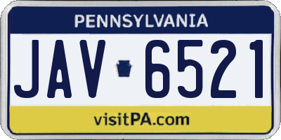 PA license plate JAV6521