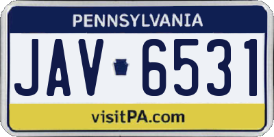 PA license plate JAV6531