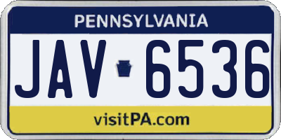 PA license plate JAV6536