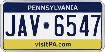 PA license plate JAV6547