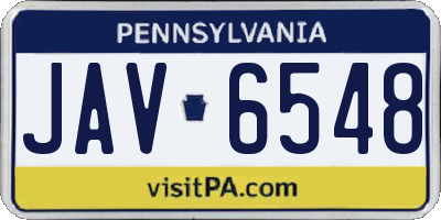 PA license plate JAV6548