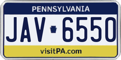 PA license plate JAV6550