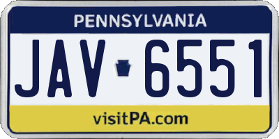 PA license plate JAV6551