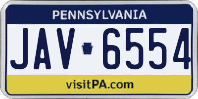 PA license plate JAV6554