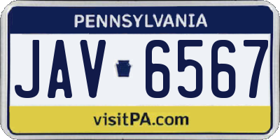 PA license plate JAV6567