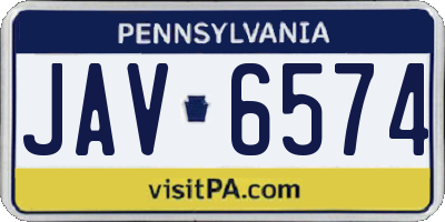 PA license plate JAV6574