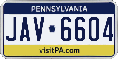 PA license plate JAV6604