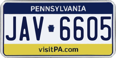 PA license plate JAV6605