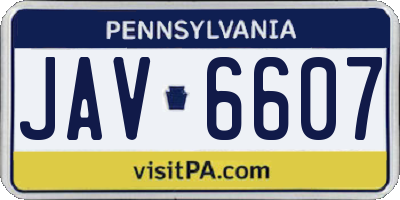 PA license plate JAV6607