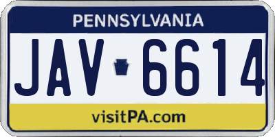 PA license plate JAV6614