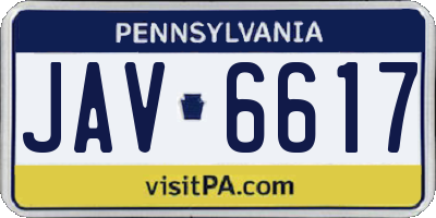 PA license plate JAV6617