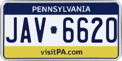 PA license plate JAV6620