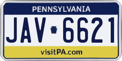 PA license plate JAV6621