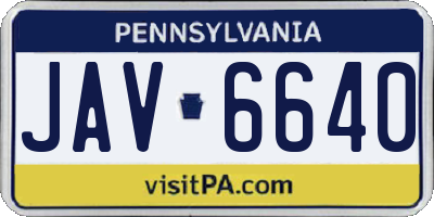 PA license plate JAV6640