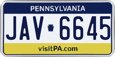 PA license plate JAV6645