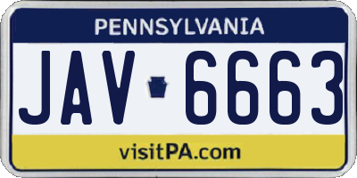 PA license plate JAV6663
