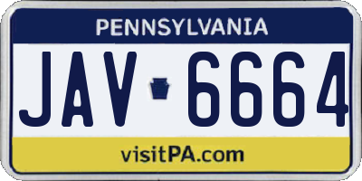 PA license plate JAV6664