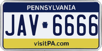 PA license plate JAV6666