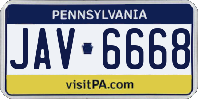 PA license plate JAV6668