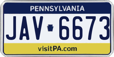 PA license plate JAV6673