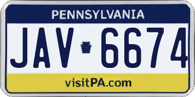 PA license plate JAV6674