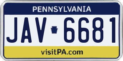 PA license plate JAV6681