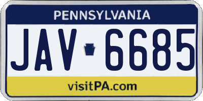 PA license plate JAV6685