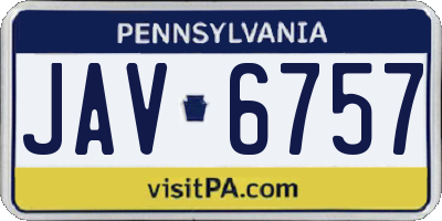 PA license plate JAV6757