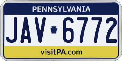 PA license plate JAV6772