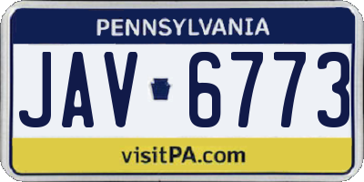 PA license plate JAV6773
