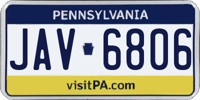 PA license plate JAV6806
