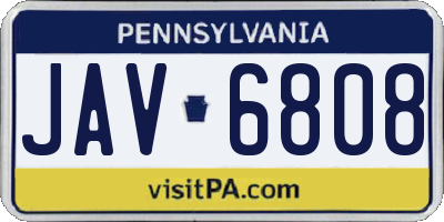 PA license plate JAV6808