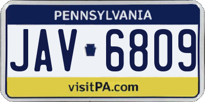 PA license plate JAV6809