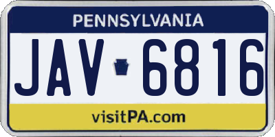 PA license plate JAV6816