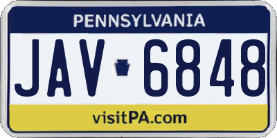 PA license plate JAV6848