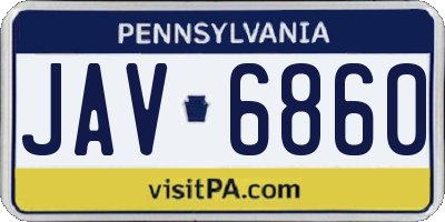 PA license plate JAV6860