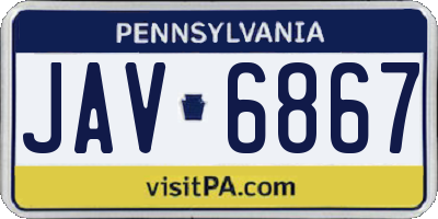 PA license plate JAV6867