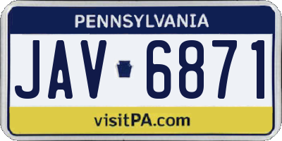 PA license plate JAV6871
